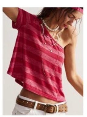 Women’s Off-Shoulder Red Striped Top
